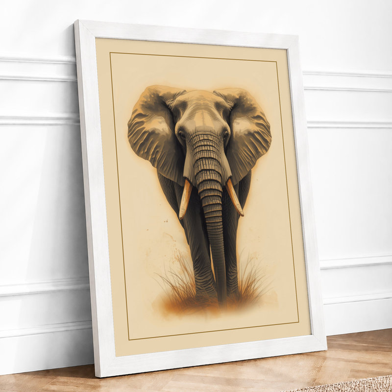 Elephant Observed Rustic - Print, A1 - 84.1 x 59.4 cm, White