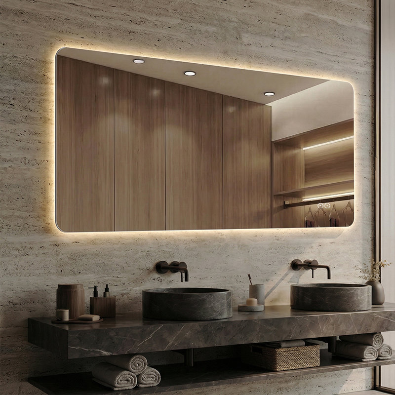 71" x 36" Frameless LED Backlit Bathroom Mirror, 3 Color Dimmable Light, Anti-Fog, Touch Control, Wall Mounted Vanity Mirror