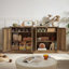 Buffet de 65 pouces en faux rotin avec portes de grange, grand rangement, durable et élégant pour une utilisation dans plusieurs pièces-1022496260