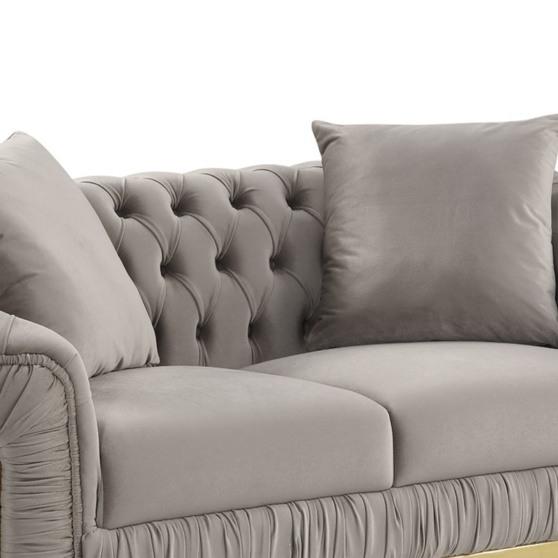 Causeuse en velours Valorie, Velours taupe