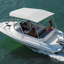 Auvent de remplacement pour toit 4 places à 4 arceaux, 8 pi de long, auvent de bateau imperméable durable de qualité marine 600D avec botte de rangement, auvent à fermeture à glissière facile à installer, L 96 po x l (91 à 96 po), gris (sans cadre)