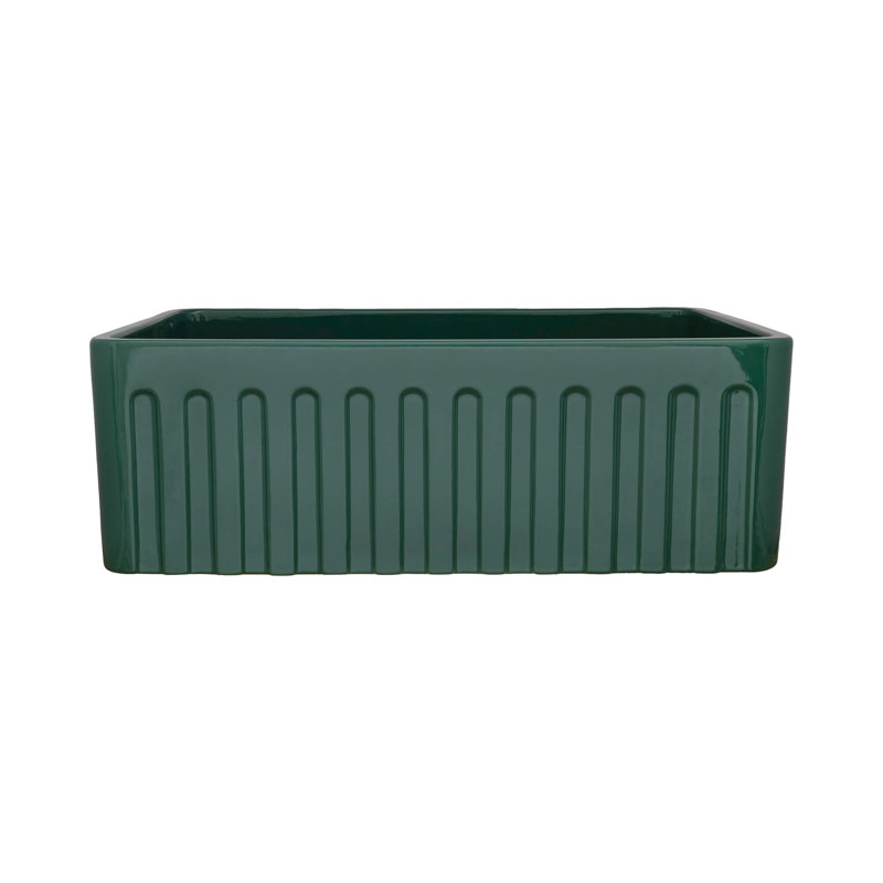 Ruvati 30 x 20 inch Fireclay Reversible Farmhouse Apron-Front Kitchen Sink - Emerald Green
