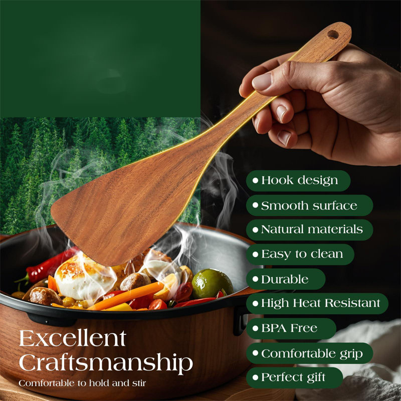10-Piece Teak Wood Nonstick Cooking Utensils Set