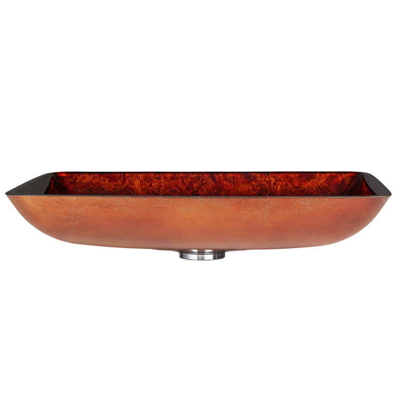 Lavabo de salle de bain vasque rectangulaire en verre céleste bronze