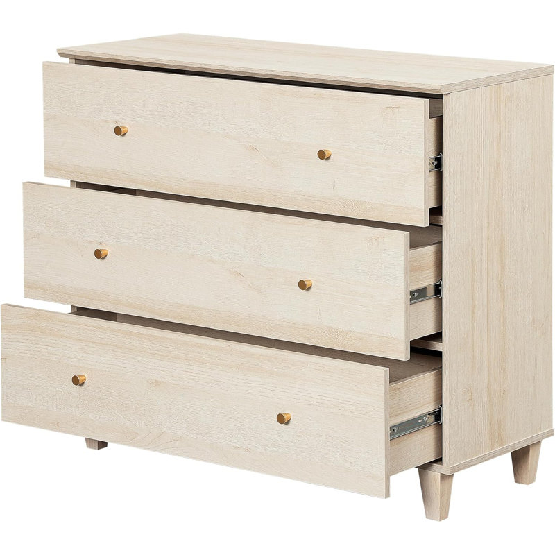 Commode 3 tiroirs Modern, Chêne clair / Noir