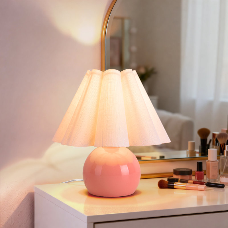 Lampe de table Lenee, Blanc, Oui, Rose