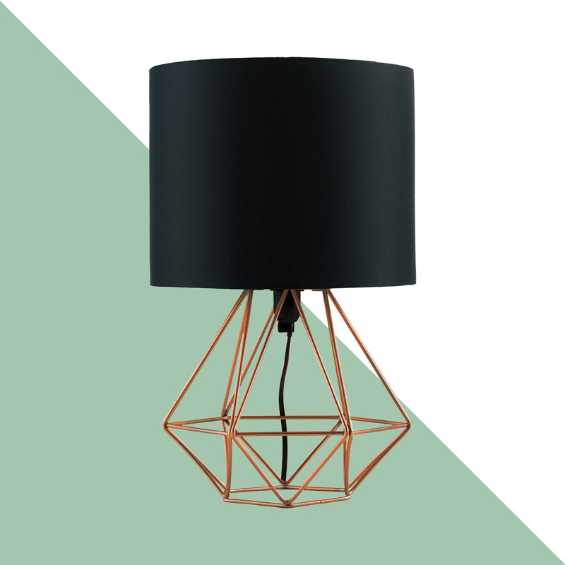 Bartelt Metal Table Lamp, Copper Base/Black Shade, G, Yes