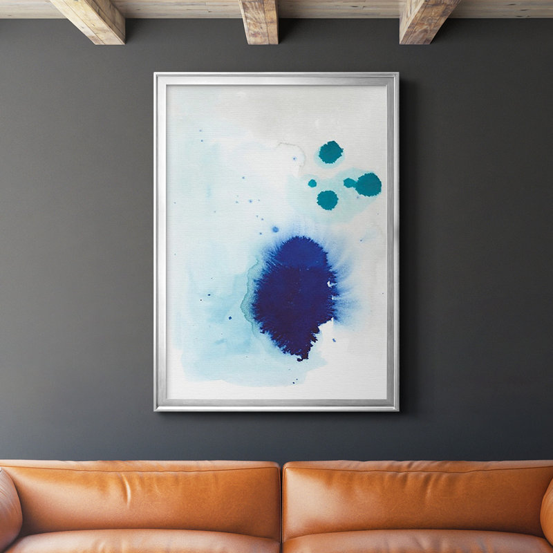 «Spare Blue I», reproduction encadrée de qualité supérieure - prête à être accrochée, Toile avec cadre argenté, Pas de tapis