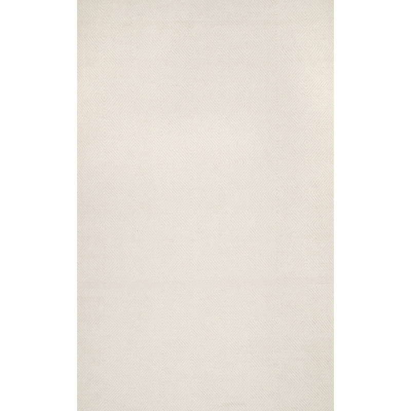 Joey Geometric Handmade Wool/Cotton Cream Area Rug, Rectangle 7' 6" x 9' 6"