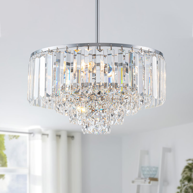 Lustre moderne en cristal à 4 niveaux, 3 lumières, Chrome chrome