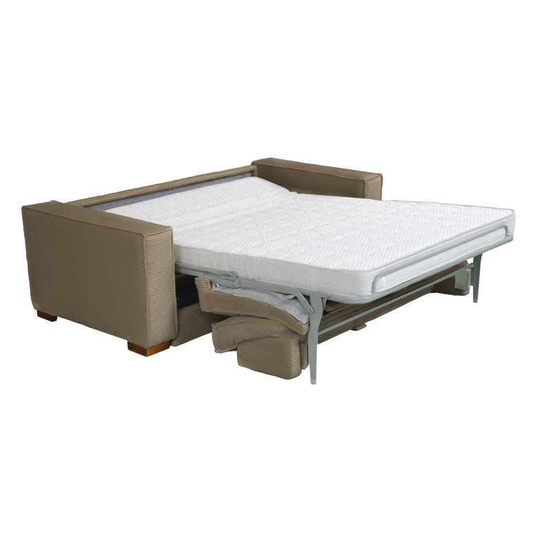 Maximina Sleeper Sofa with Mattress in Corduroy Fabric, Mocca