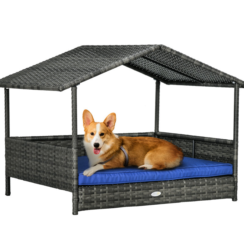 Niche pour chien avec auvent pour chien de petite et moyenne taille, bleu