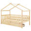 Lit simple en bois pour lit simple - Deux tiroirs peu encombrants, bois de pin massif, naturel, têtes de lit incluses avec option de rangement aspect naturel, tiroirs,