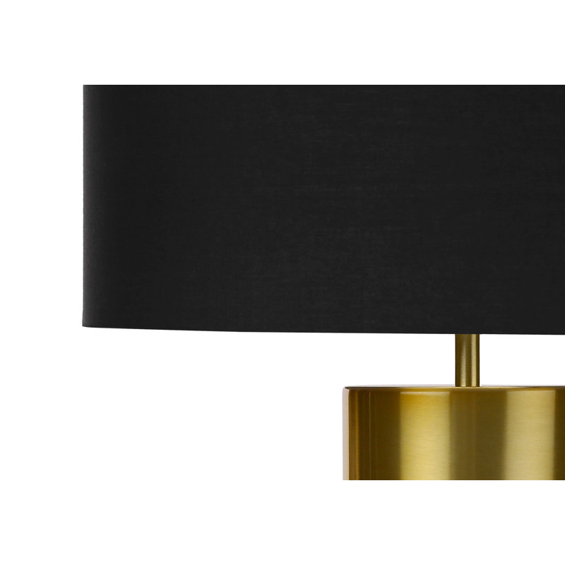 Lighting, H 25 po, lampe de table, béton noir, abat-jour noir, contemporain