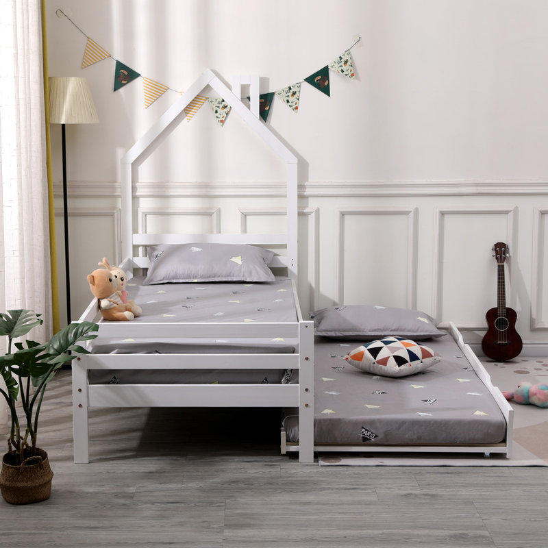 Lucien 90 X 190cm Cabin Bed, White, With Trundle, With 2 x Mattress