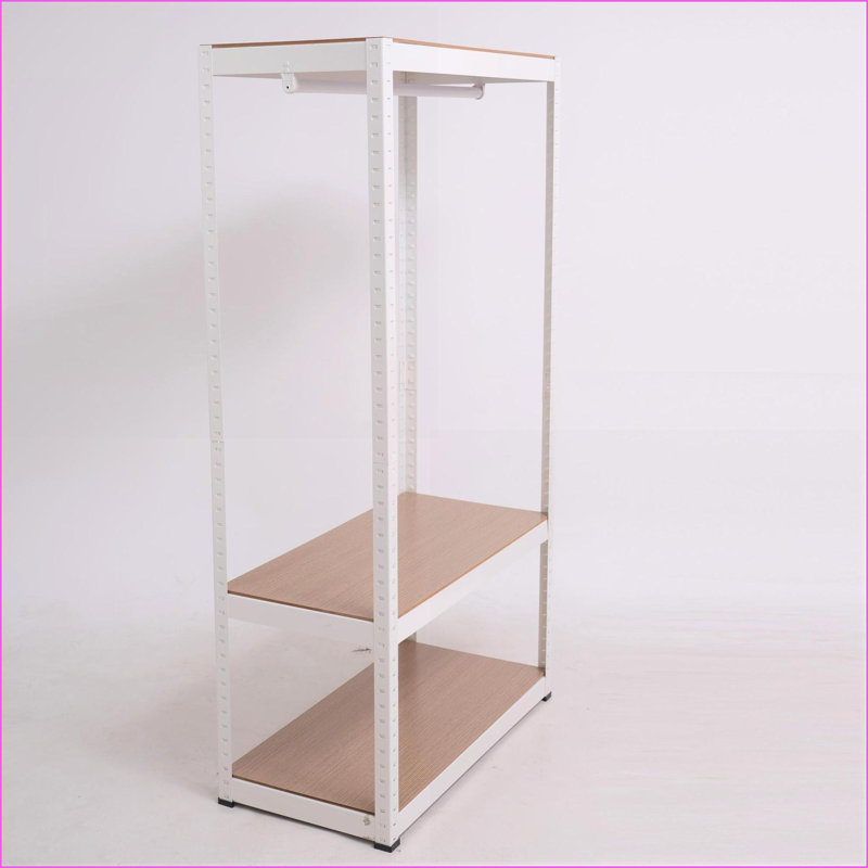 Support à vêtements, support à vêtements robuste avec tablette réglable et amp; Tige suspendue | Blanc | Métal