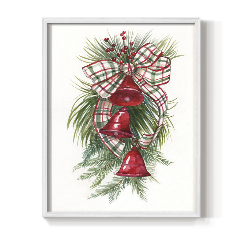«Holiday Bells», reproduction encadrée - bois massif, H 30 po x l 24 po, Blanc