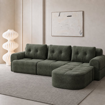  Canapé modulaire 112 po avec méridienne modulaire 112 po avec méridienne, chenille, canapé sans assemblage, vert
