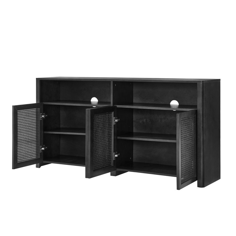4-Door 63'' Buffet Cabinet Storage, Black