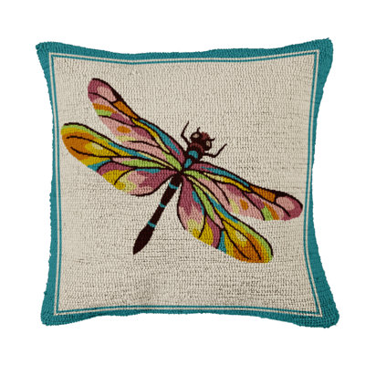 Coussin intérieur / extérieur en forme de libellule 18 po x 18 po