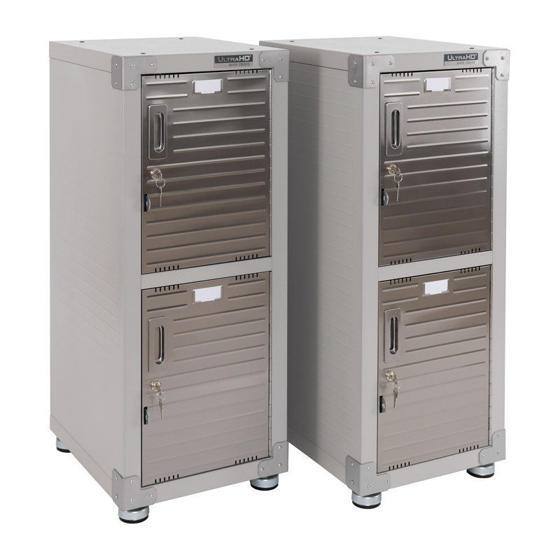 Seville Classics UltraHD 4-Door Stackable Locker Cabinet, 15" W x 18" D x 37.5" H each, Granite