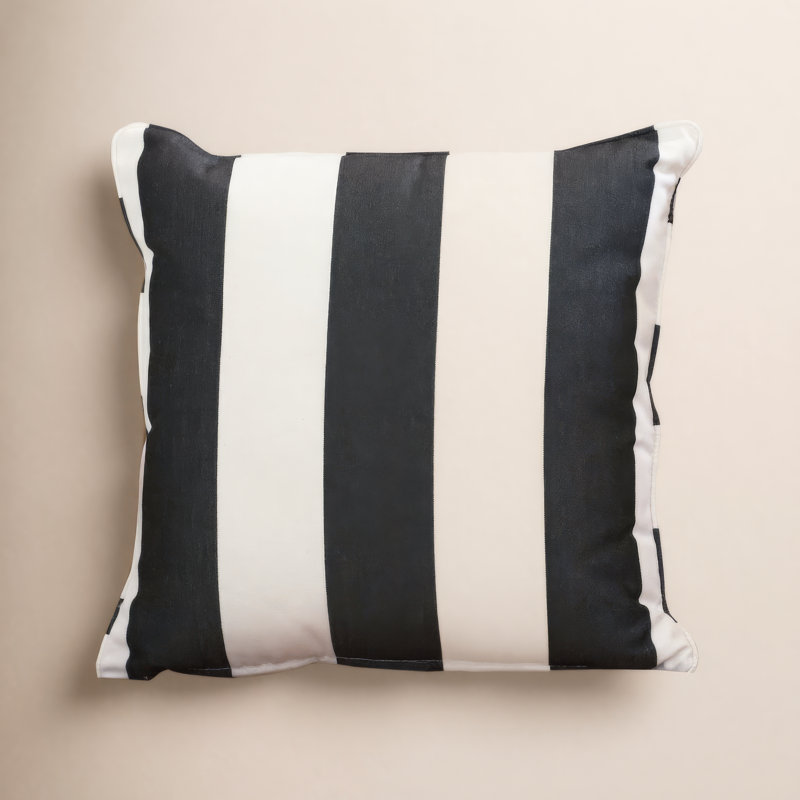 Striped Sunbrella® Outdoor Reversible Throw Pillow, Cabana Classic Black Stripe Sunbrella®, 16", 16"