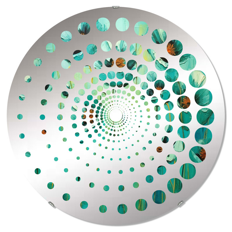 Emerald Elegance Poppies In The Breeze I - Miroir décoratif à pois en spirale | Rond, 23,6 po x 23,6 po