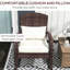 Fauteuil à bascule blanc crème pour balcon, avec dossier haut, coussin d'assise confortable et oreiller, idéal pour se détendre sur une terrasse, dans un jardin ou sur un porche.