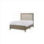 Lit à panneau en bois massif gris avec revêtement en bois massif, lit simple de style contemporain pour chambre d'enfant avec tête de lit capitonnée