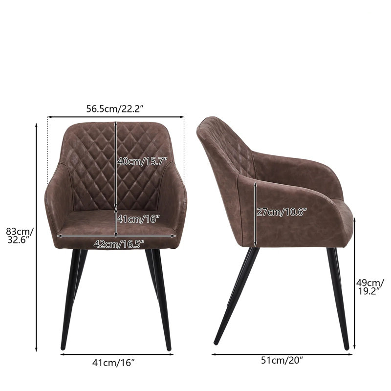 49cm H Upholstered Metal Armchair, Brown