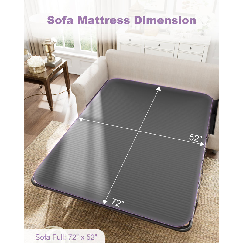  Mattress Topper for Sleeper Sofa and Couch Bed, 4 Inch Full Size Sofa Bed Replacement Mattress with Ultra Soft Cover, Lavender (Sofa NOT Included)
