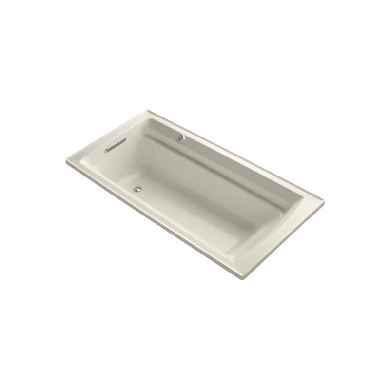 Baignoire à massage à bulles avec drain réversible et surface chauffante Archer® 72 po x 36 po, Amande