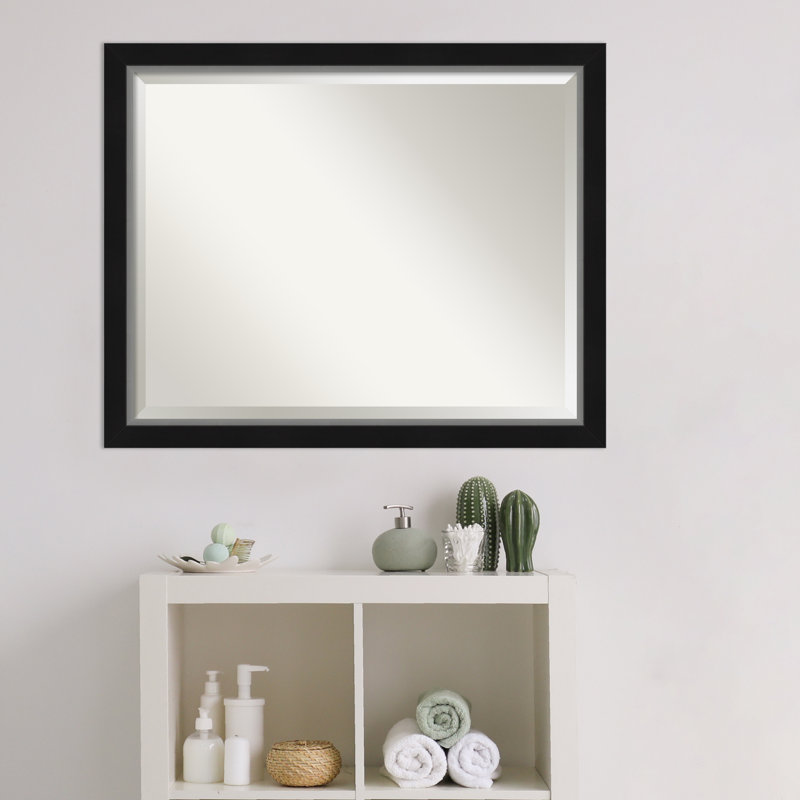 Miroir mural Quade, 25 po x 31 po, Noir satiné / argent