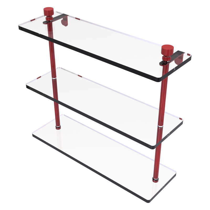 Ballenas 3 Piece Tiered Shelf, Fire Engine Red, 15" H x 16" W x 5" D