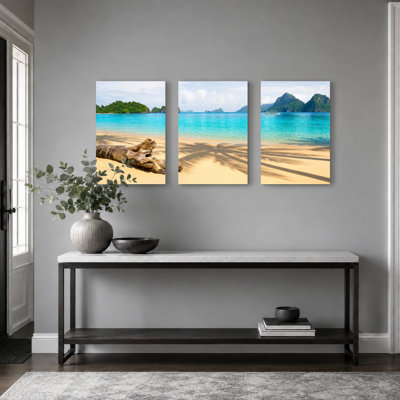Ensemble de 3 tableaux sur toile à motif de plage tropicale, pour la décoration du salon et de la chambre.