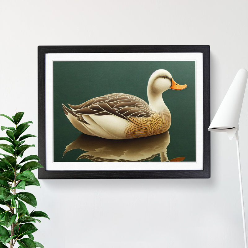 Serene Duck - Single Picture Frame Print, 46cm H x 64cm W x 2cm D, Black