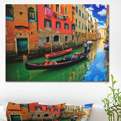 «Gondolas Canal in Venice Italy», reproduction de photo sur toile tendue