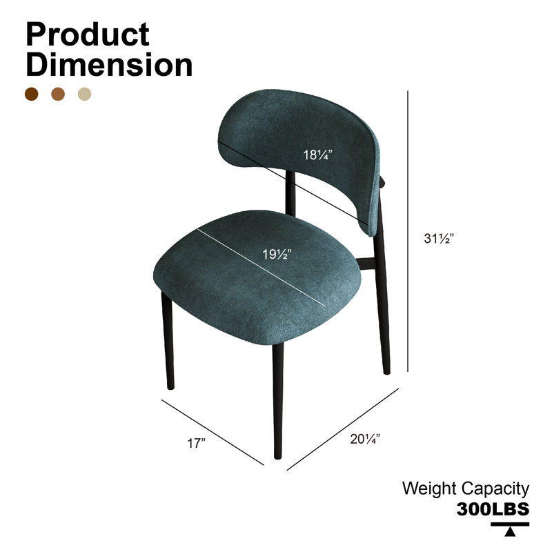  Ensemble de 2 chaises de salle à manger rembourrées Modern, Sarcelle