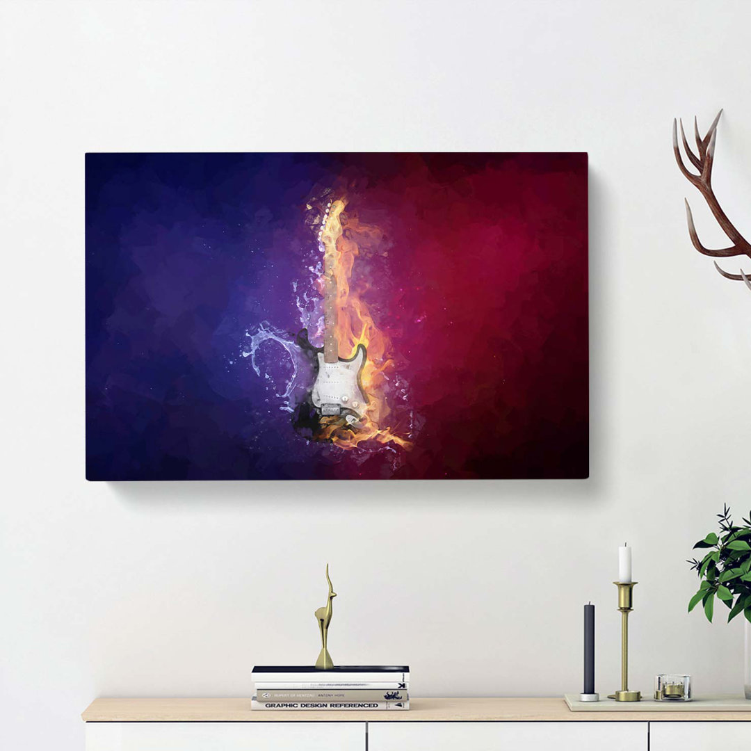 Electric Guitar Elements in Abstract - Wrapped Canvas