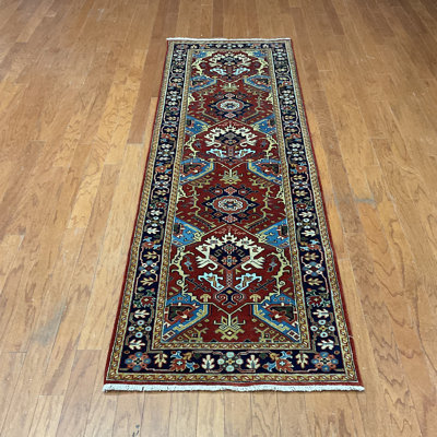 Kun One-of-a-Kind 2'6" X 8' Runner Wool Area Rug Red/Blue/Gold/White