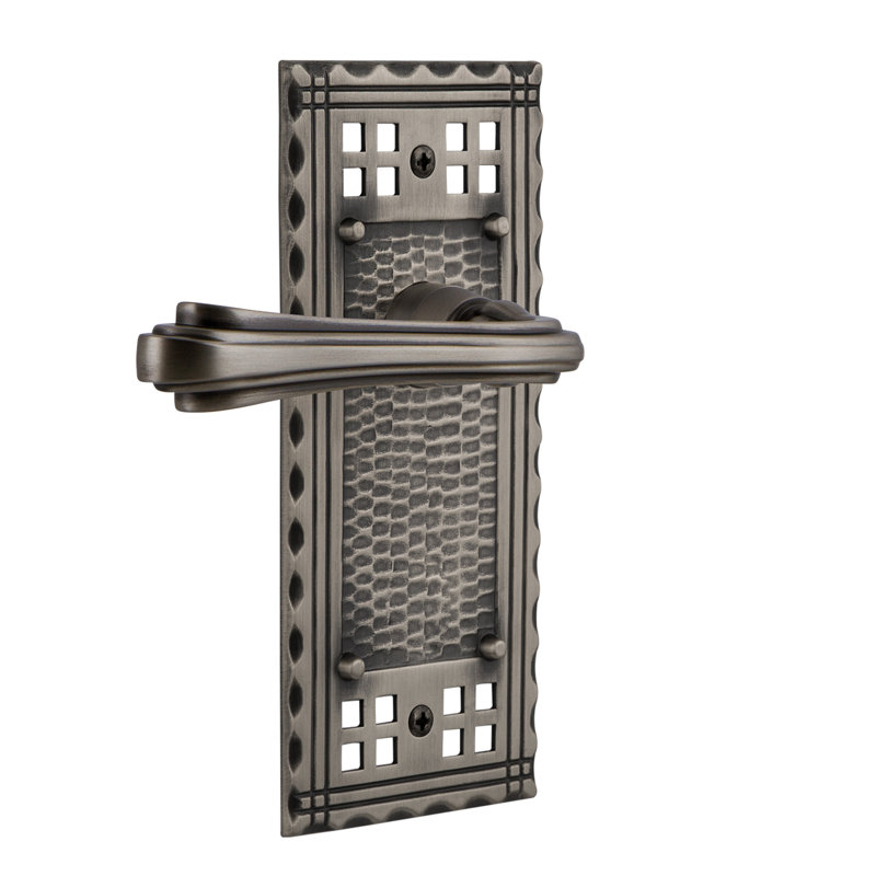 Craftsman Plate Single Dummy with Fleur Lever, Antique Pewter, Left Handed