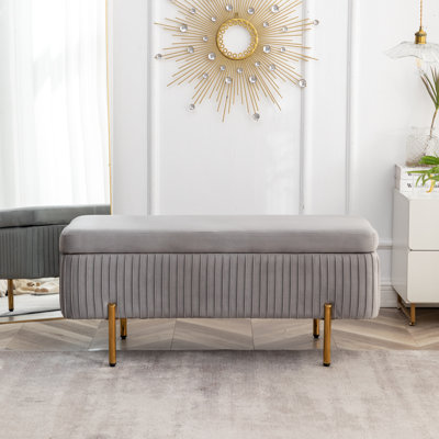 Miajah Velvet Upholstered Flip Top Storage Bench