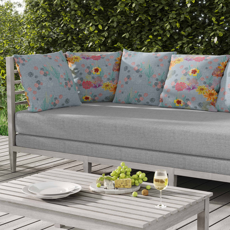 Coussin intérieur / extérieur Colorful Flora, Carré 16 po
