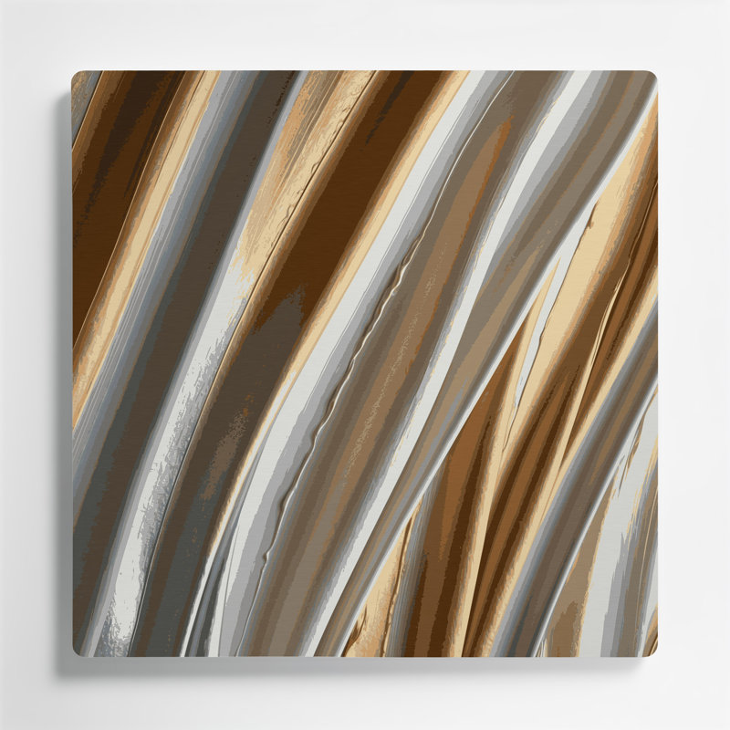 Art mural en métal gris clair DiagonalStripes, H 12 po x l 12 po