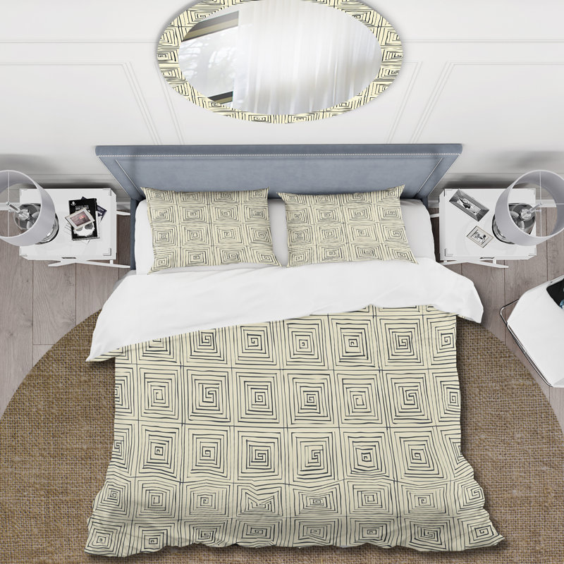 Ensemble de housse de couette Mid-Century Tile Dream II - Mid-Century noir beige