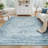 5'X7' Washable Neutral Vintage Distressed Aesthetic Area Rug Blue