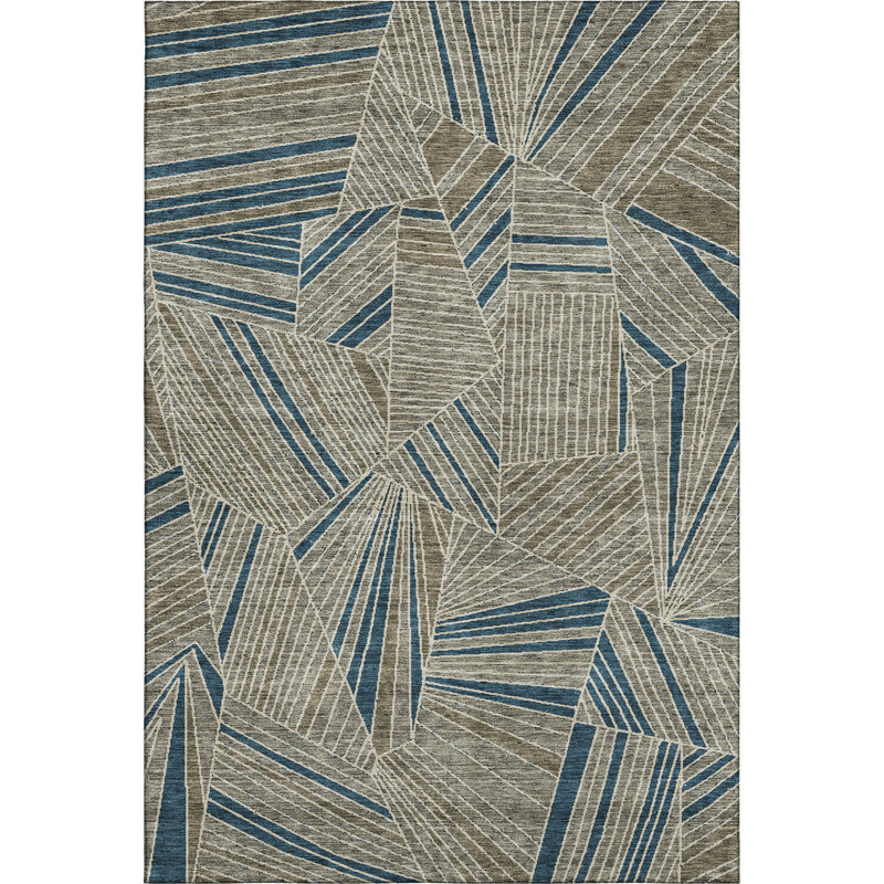 Tapis taupe Prisco lavable à la machine de qualité supérieure, Rectangle 5 pi x 7 pi 6 po