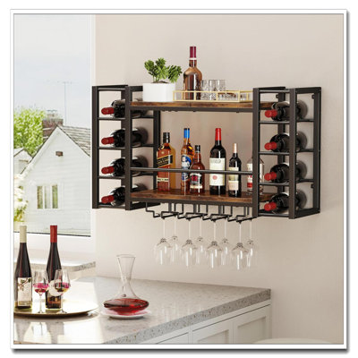 Support à vin à fixation murale - l 31,9 po x P 9,8 po x H 19,7 po