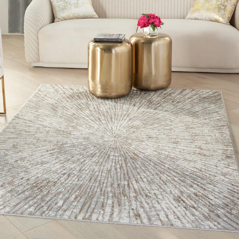 Gray and Gold Abstract 8' x 10' Synthetic Area Rug