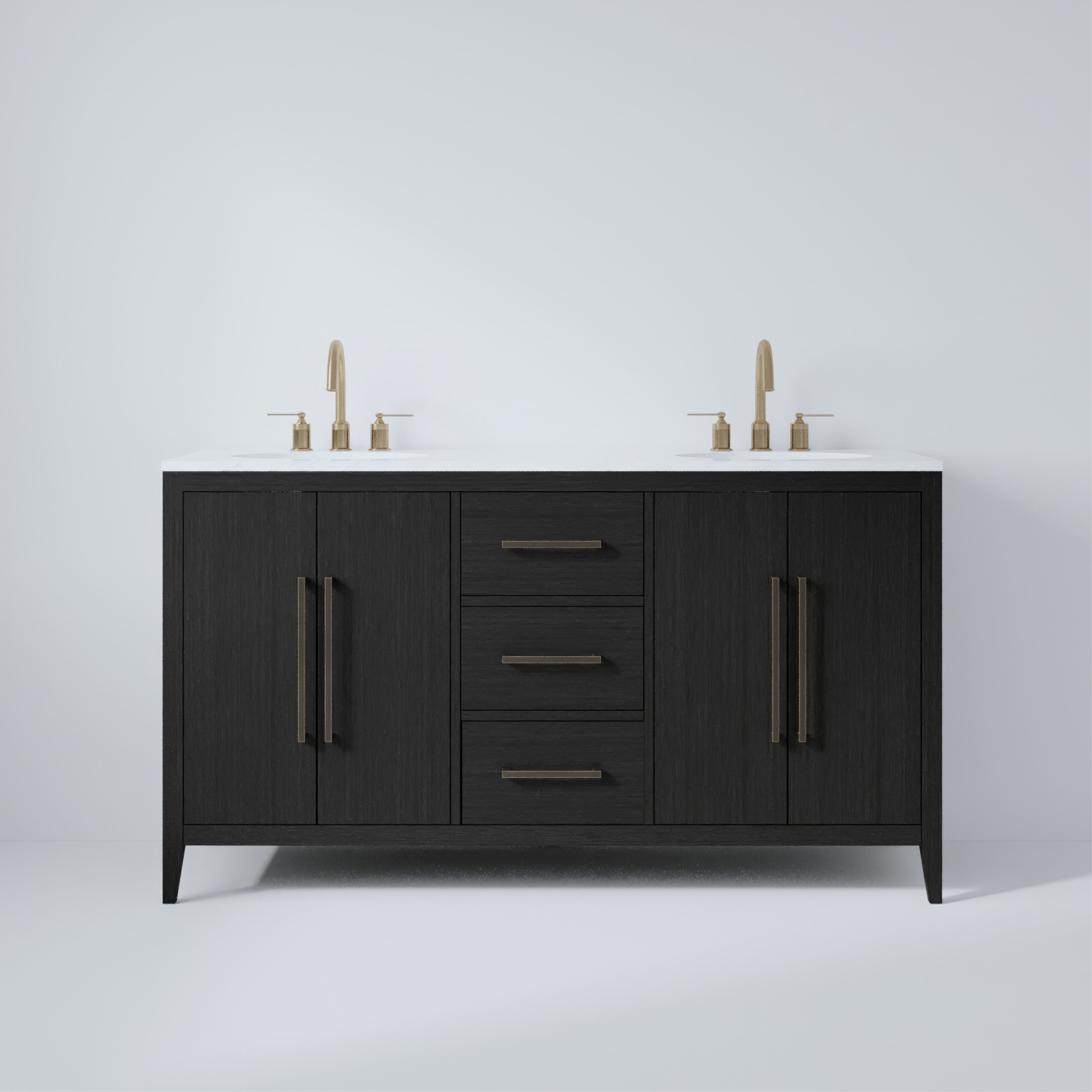 Highbury Furnishings Alsup 60'' Double Bathroom Vanity with Quartz Top & Reviews | Wayfair